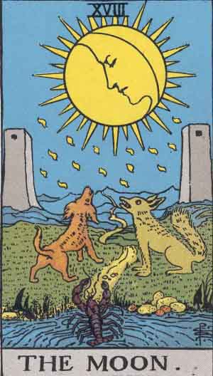 the Moon tarot card meaning of major arcana