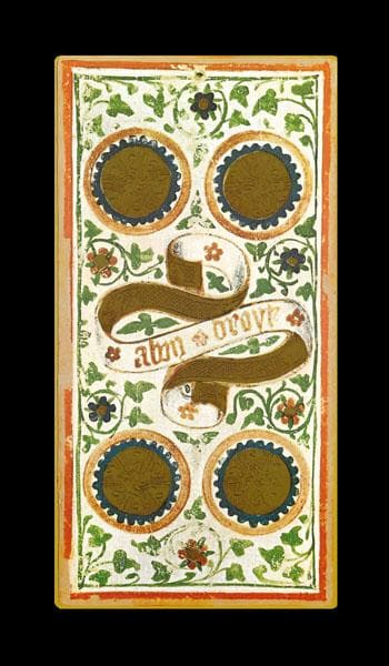 4 of pentacles Medieval Visconti tarot Card