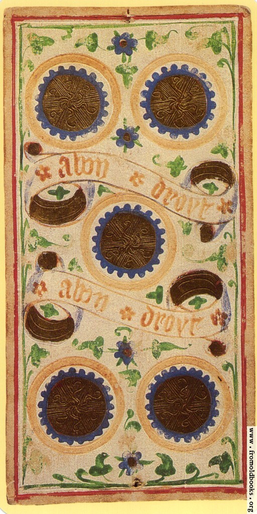 5 of pentacles Medieval Visconti tarot Card