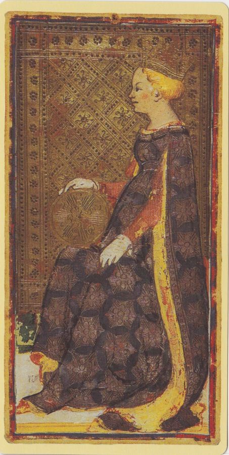 Queen of pentacles Medieval Visconti tarot Card