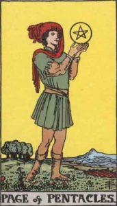 page of pentacles rider waite tarot card