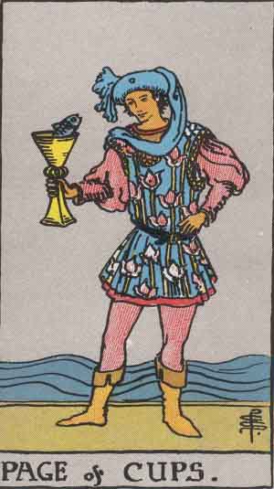 page of cups rider waite tarot card