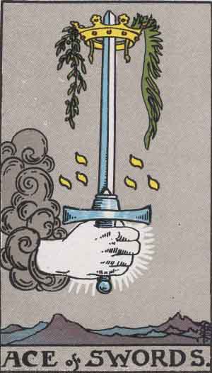 ace of swords from rider waite tarot cards deck