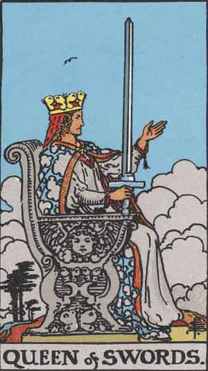 queen of swords from rider waite tarot cards deck